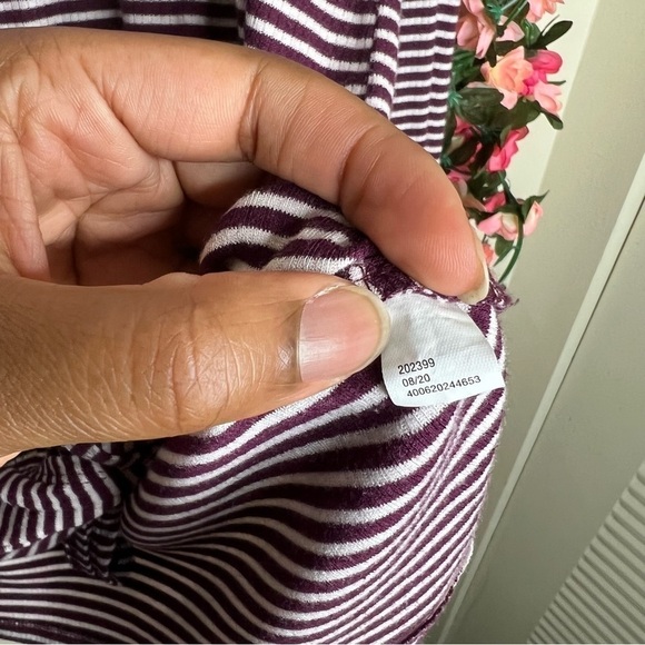 Evri Maroon/Purple White Striped V-Neck Button Up Blouse Womens Plus Size 0X - Picture 7 of 8